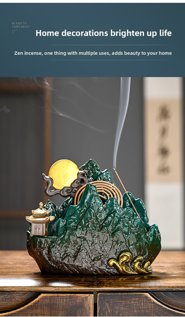 zensoullab Creative Ceramic Large Incense Burner Antique Style Home Indoor Incense Tea Ceremony Incense Holder Sandalwood Agarwood Mosquito Coil Burner