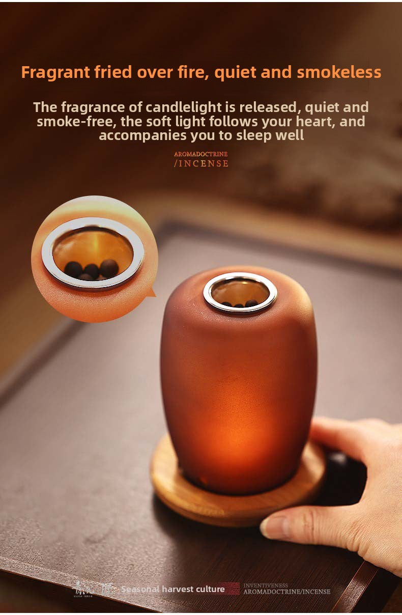 zensoullab Agarwood Incense Burner Glass Incense Burner Home Sandalwood Natural Incense Retro Fireproof Incense Burner Candle Incense Lamp