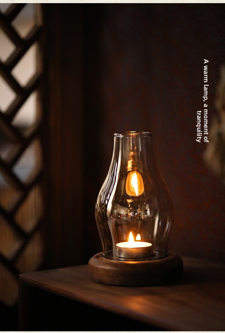 zensoullab Japanese Style Glass Candle Holder Creative Ornament Candle Romantic Home Zen Retro Aromatherapy Windproof Table Cover Desktop Decoration