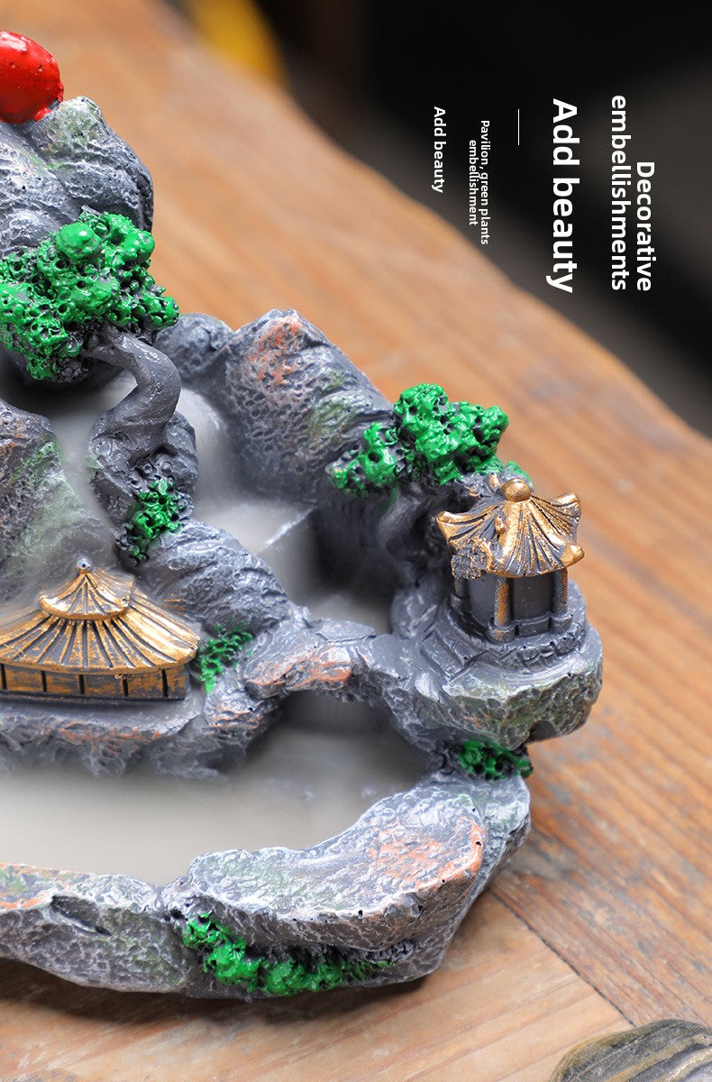 zensoullab Large Backflow Incense Burner Mountain Water Purple Aura Resin Craft Personalized Ornament Agarwood Sandalwood Chinese Incense Tube