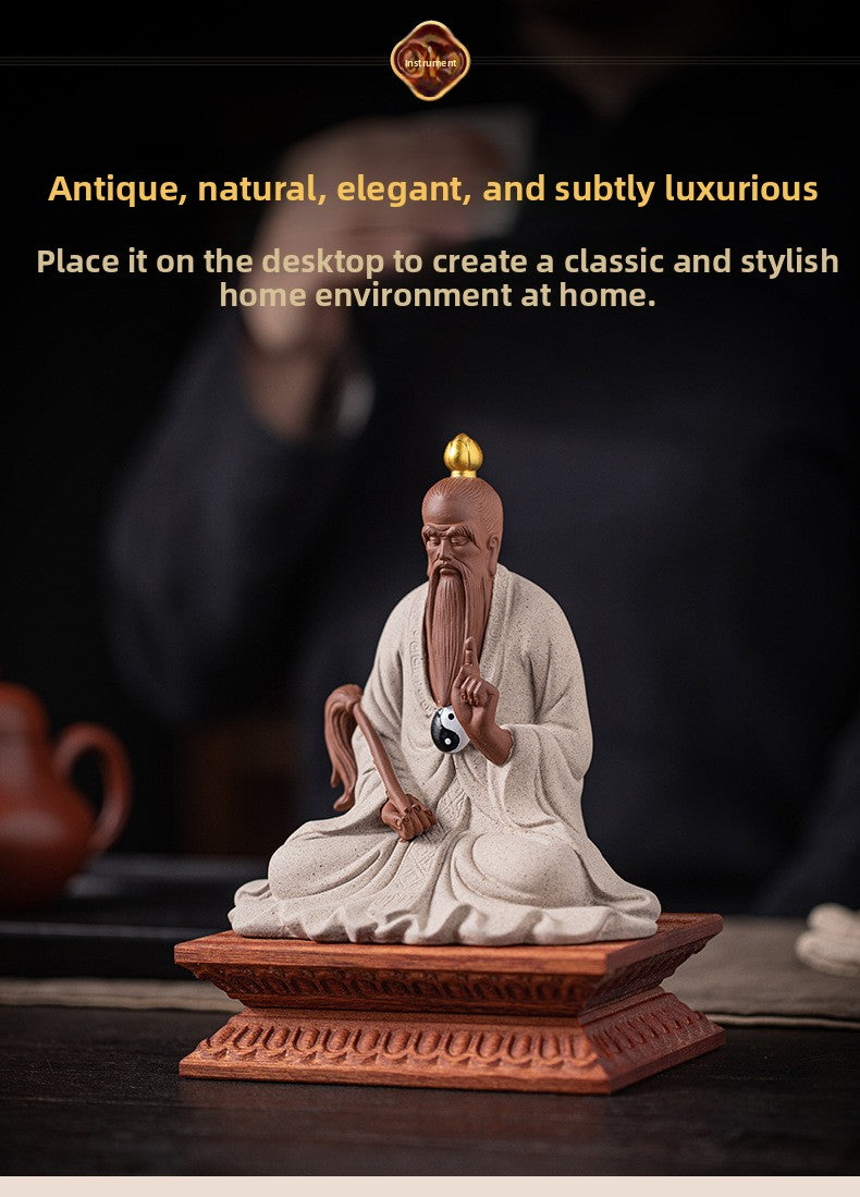 zensoullab Zen Style Chinese Ceramic Taishang Laojun Three Pure Ones Taoist Patriarch Yuanshitianzun Living Room Creative Home Decor Antique Shelf Ornament