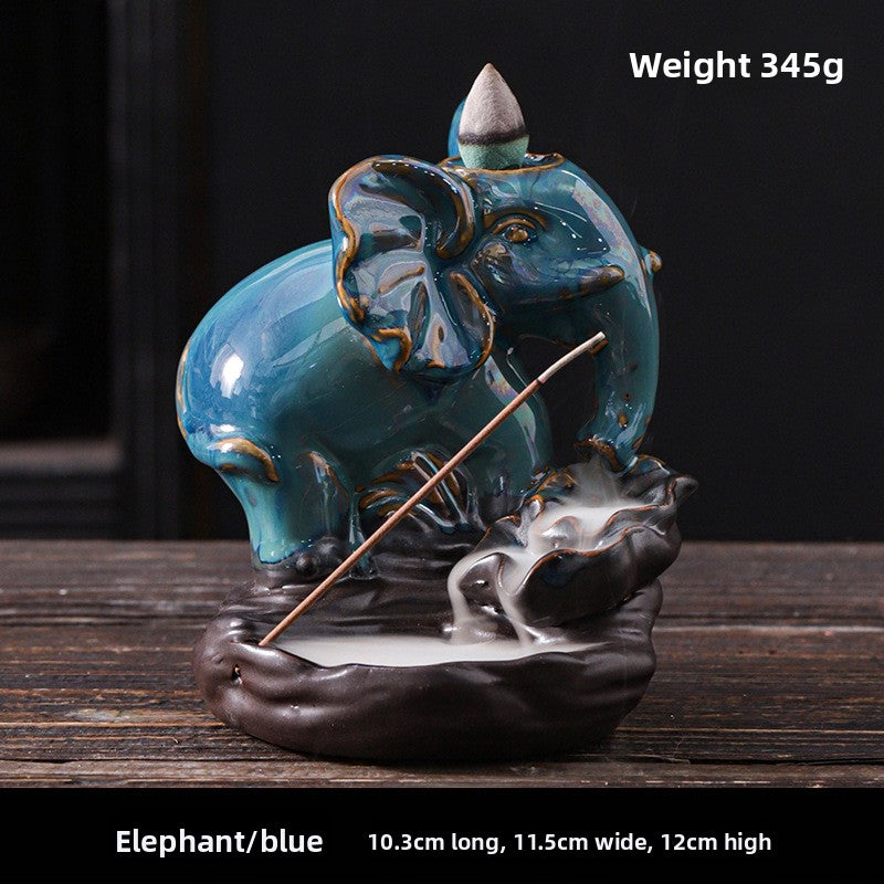 zensoullab Ceramic Beauty Statue Backflow Incense Burner Creative Beauty Elephant Sandalwood Burner Smoke Backflow Home Decor
