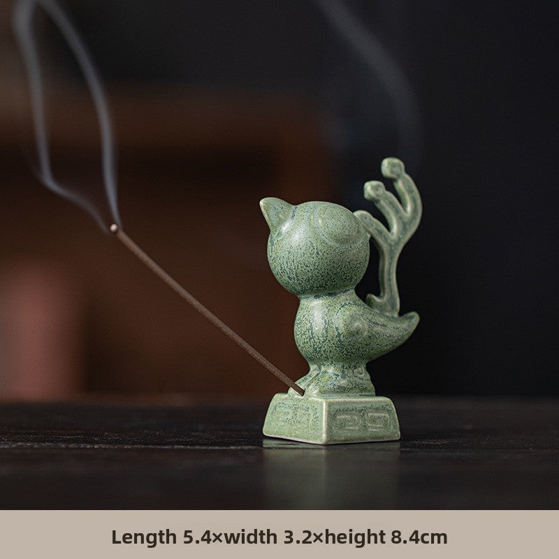 zensoullab Cultural and Creative Handicraft Ceramic Sanxingdui Sun Bird Incense Burner Incense Holder Incense Stick Holder Incense Ceremony Ornament Creative Gift Aromatherapy Burner