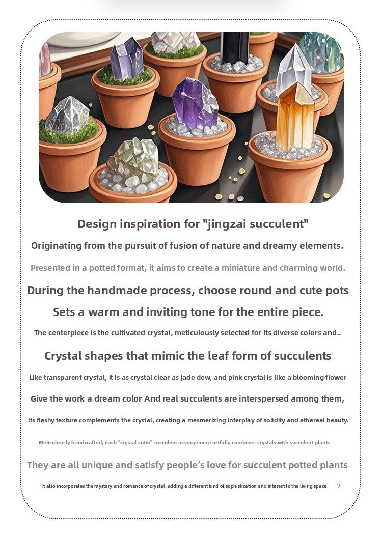 zensoullab Natural Crystal Raw Stone Mineral Pot Ornament Crystal Gemstone DIY Simulation Potted Plant Home Desktop Car Ornament
