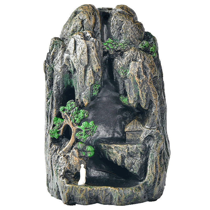 zensoullab Resin Carved Backflow Incense Burner Mountain Water Creative Aromatherapy Burner Ornamental Smoke Incense Burner Agarwood Sandalwood Incense Dehua Ceramic