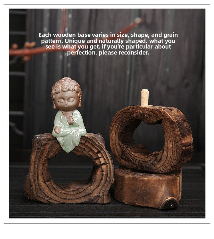 zensoullab Yunshang Tea Pet Ornament Creative Little Monk Purple Clay Backflow Incense Burner Tea Set Accessories Home Office Art Ornament