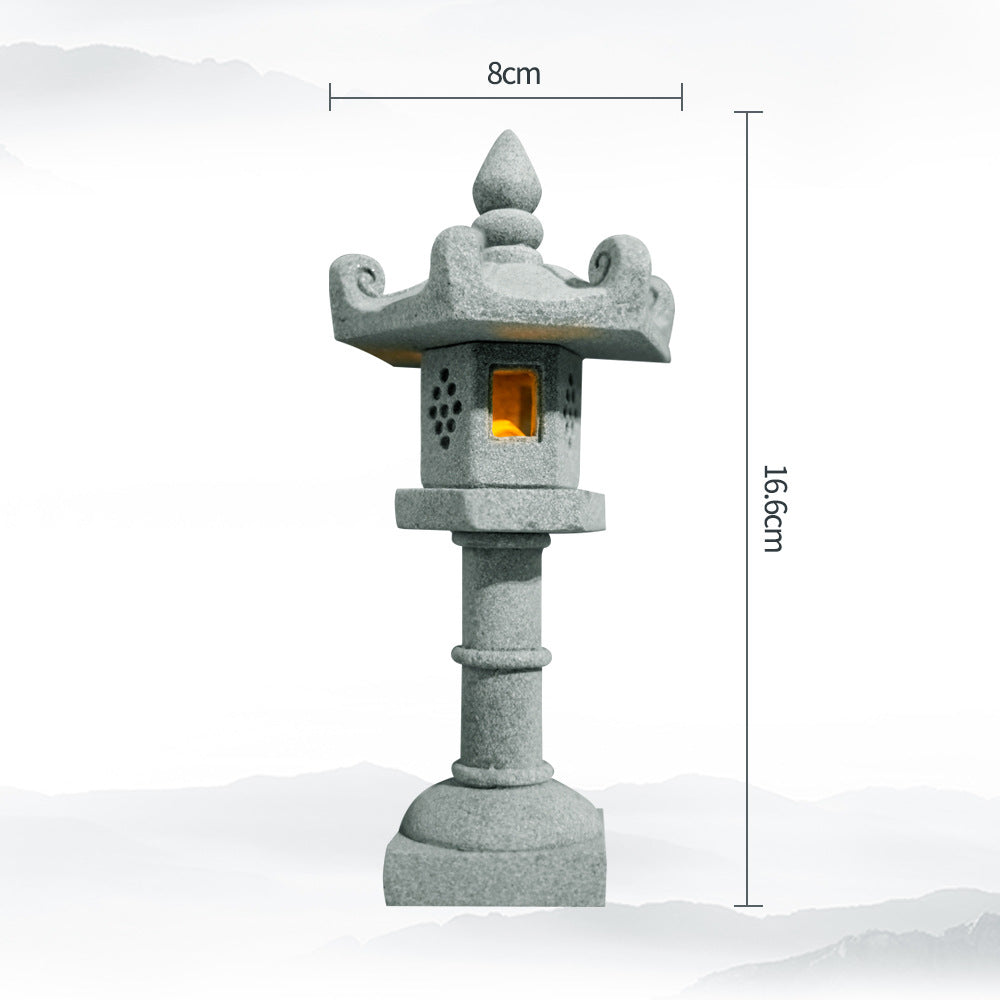 zensoullab Artificial Landscape Stone Lantern Small Stone Pavilion Ornament Home Entrance Pavilion Decoration Gardening Flower Bonsai Landscaping Decoration