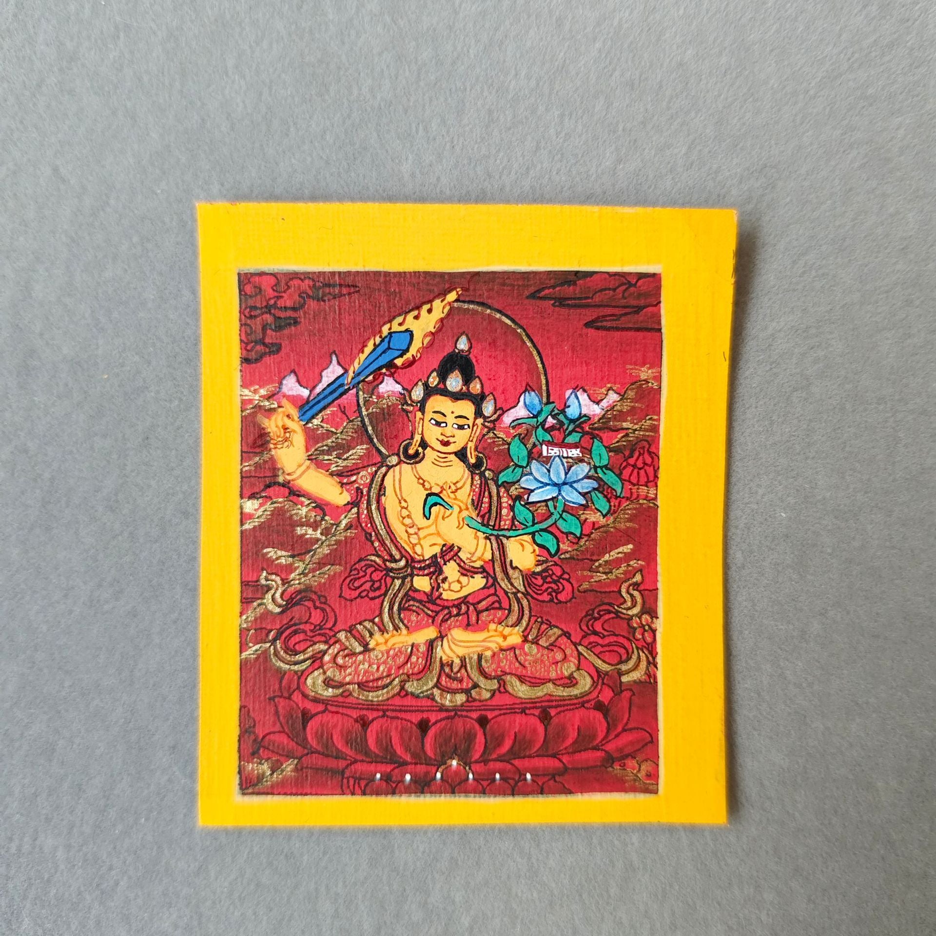 zensoullab Nepal Hand-painted Eight Guardian Deities Twelve Zodiacs Nativ Buddha Portable Thangka God of Wealth Green Tara Necklace Pendant