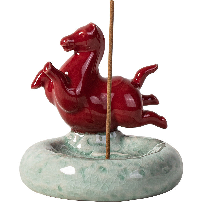 zensoullab Ceramic Small Tang Horse Incense Burner Creative Incense Holder Home Indoor Aromatherapy Burner Sandalwood Agarwood Incense Holder Incense Device