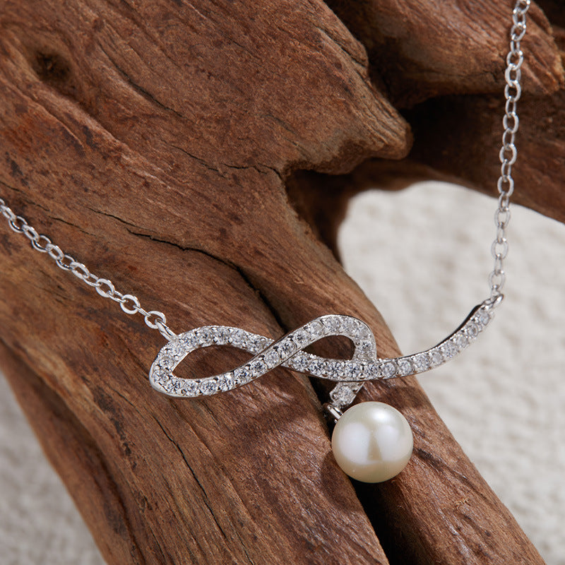 zensoullabins Style Natural Pearl Music Note Necklace Women's Jewelry S925 Sterling Silver Necklace Accessories