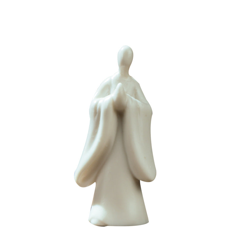 zensoullab Mini Fingertip Monk Ceramic Small Buddha Ornament White Porcelain Formless Buddha Micro Landscape Fish Tank Decoration Desktop Decoration