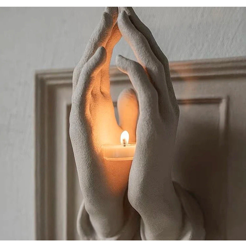 zensoullab Halloween Praying Hands Resin Ornament Wall Candle Holder Wall Hanging Decoration Pendant Home Statue Decoration Craft
