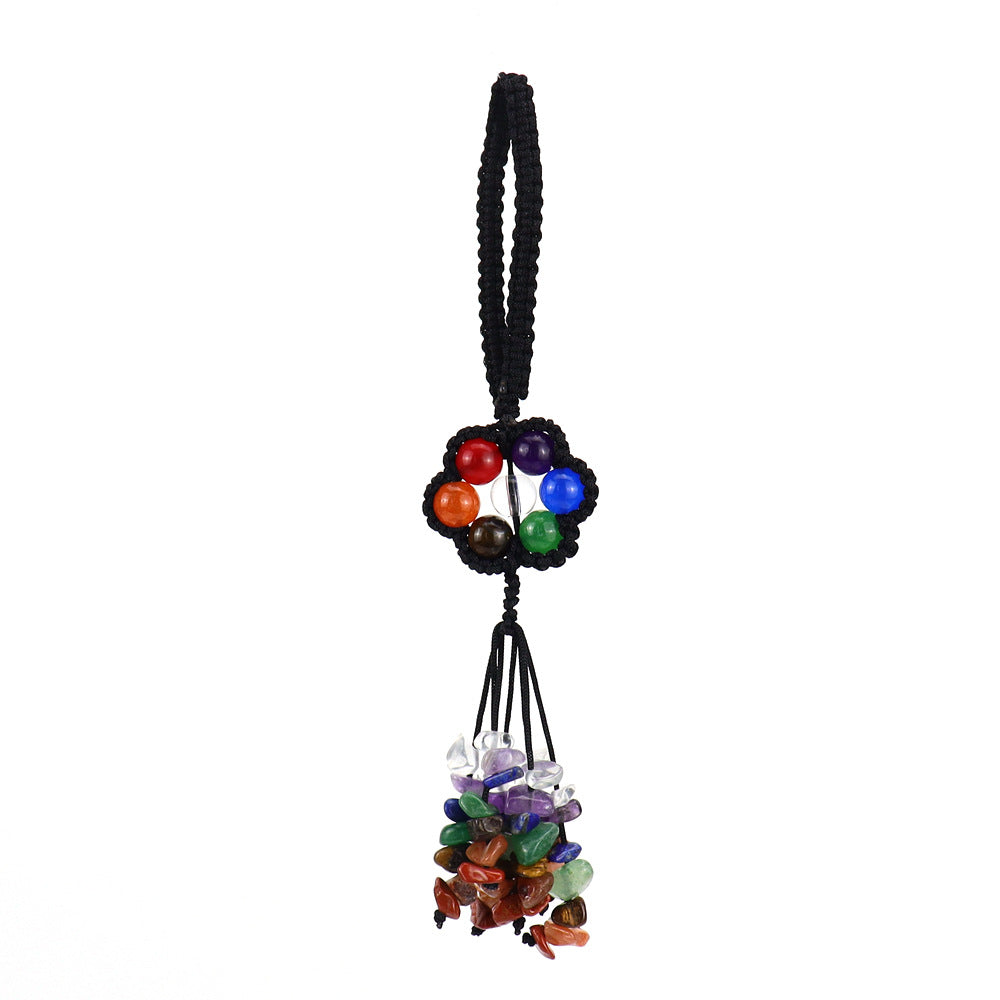zensoullab Handmade Woven Crystal Colorful Round Bead Pendant Keychain Bag Pendant Car Hanging Ornament
