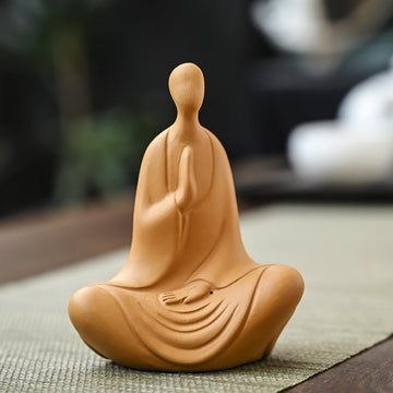 zensoullab Clay Yixing Zisha Zen Buddha Small Monk Can Cultivate Mind Handmade Tea Pet Tea Ceremony Accessories Home Decoration