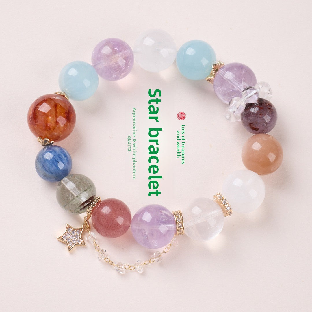 zensoullab Natural Large Point Crystal Bracelet Star Moon Fairy Princess High-end Crystal Bracelet