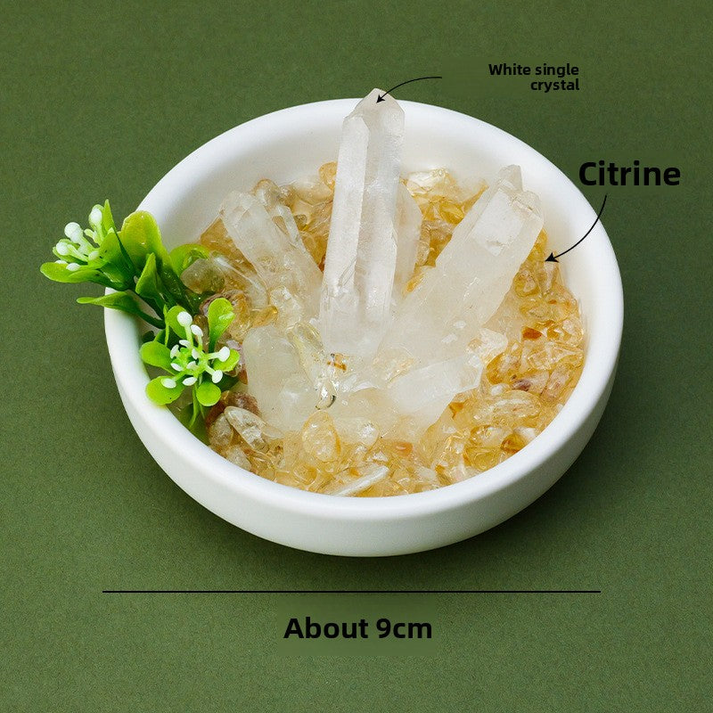 zensoullab Natural White Crystal Single Crystal Micro Landscape Ornament Yellow Amethyst Aquamarine Crushed Stone Demagnetization Home Decor