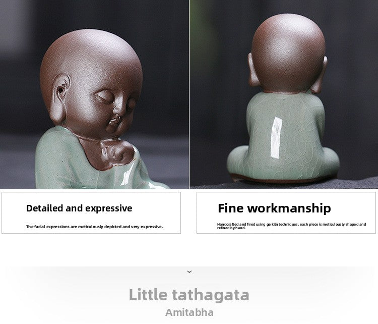 zensoullab Yunshang Tea Pet Ornament Creative Little Monk Purple Clay Backflow Incense Burner Tea Set Accessories Home Office Art Ornament