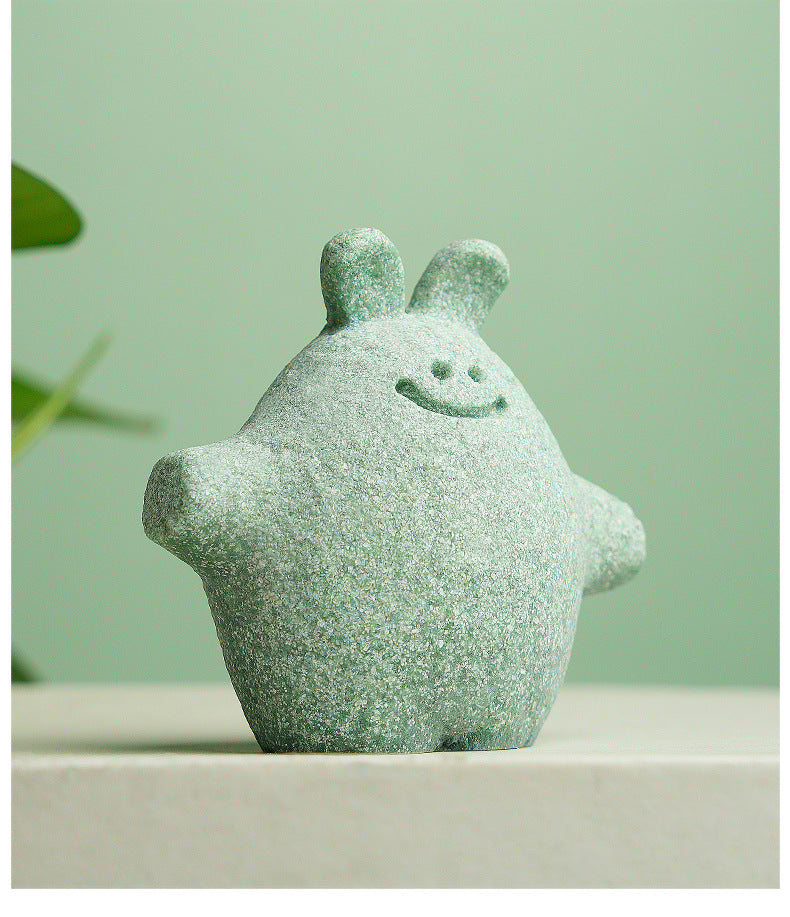 zensoullab Green Sandstone Tea Pet Ornament Micro Landscape Decoration Fish Tank Desktop Stress Relief Healing Decor Creative Cute Small Ornament