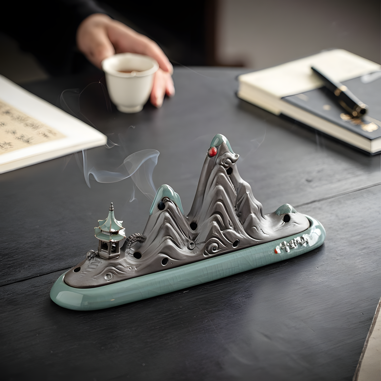 Zensoullab “Eternal Mountains” Ceramic Incense Burner | Zen Meditation & Mindfulness Decor