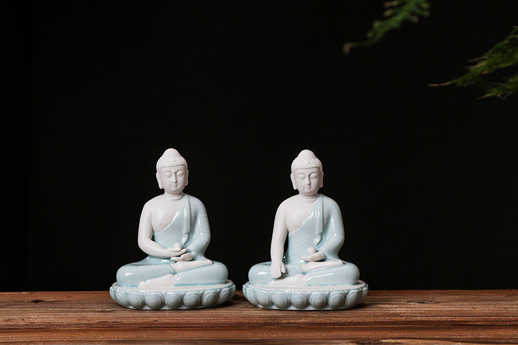 zensoullab Premium Dehua Ceramic Chinese Handmade Buddha Shakyamuni Amitabha Buddha Hall Home Entrance Decoration