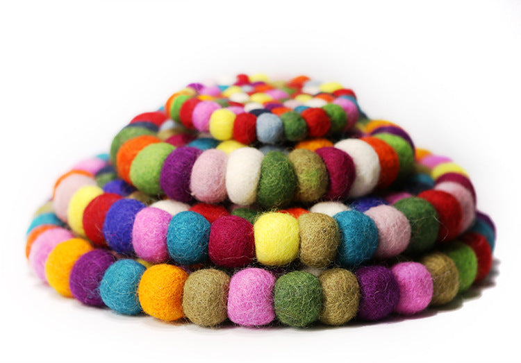 zensoullab Nepal Handmade Wool Felt Mat Round Ball Wool Ball Mat Bowl Mat Coaster Incense Burner Ritual Tool Mat Direct Supply