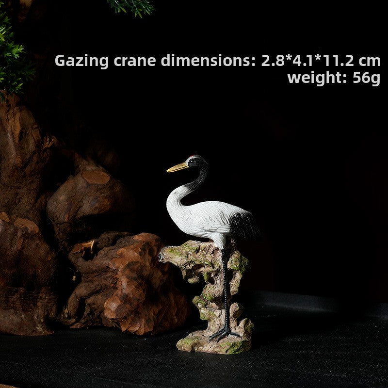 zensoullab Little White Crane Ornament Rockery Fish Tank Bonsai Landscape Decoration Crane Small Ornament Zen Living Room Flying Crane Decoration