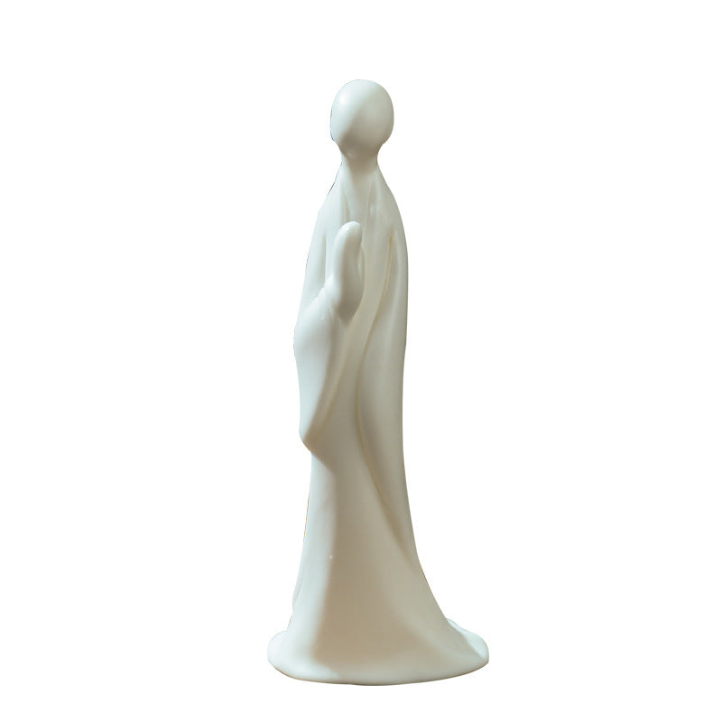 zensoullab Zen White Porcelain Formless Buddha Figurine Ceramic Small Figure Desktop Potted Plant Fish Tank Landscaping Home Living Room Entrance Decoration