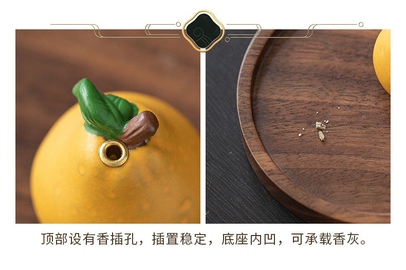 zensoullab Blessing Peace Creative Ceramic Small Pomelo Incense Socket Zen Tea Room Desktop Aromatherapy Burner Stand Incense Burner