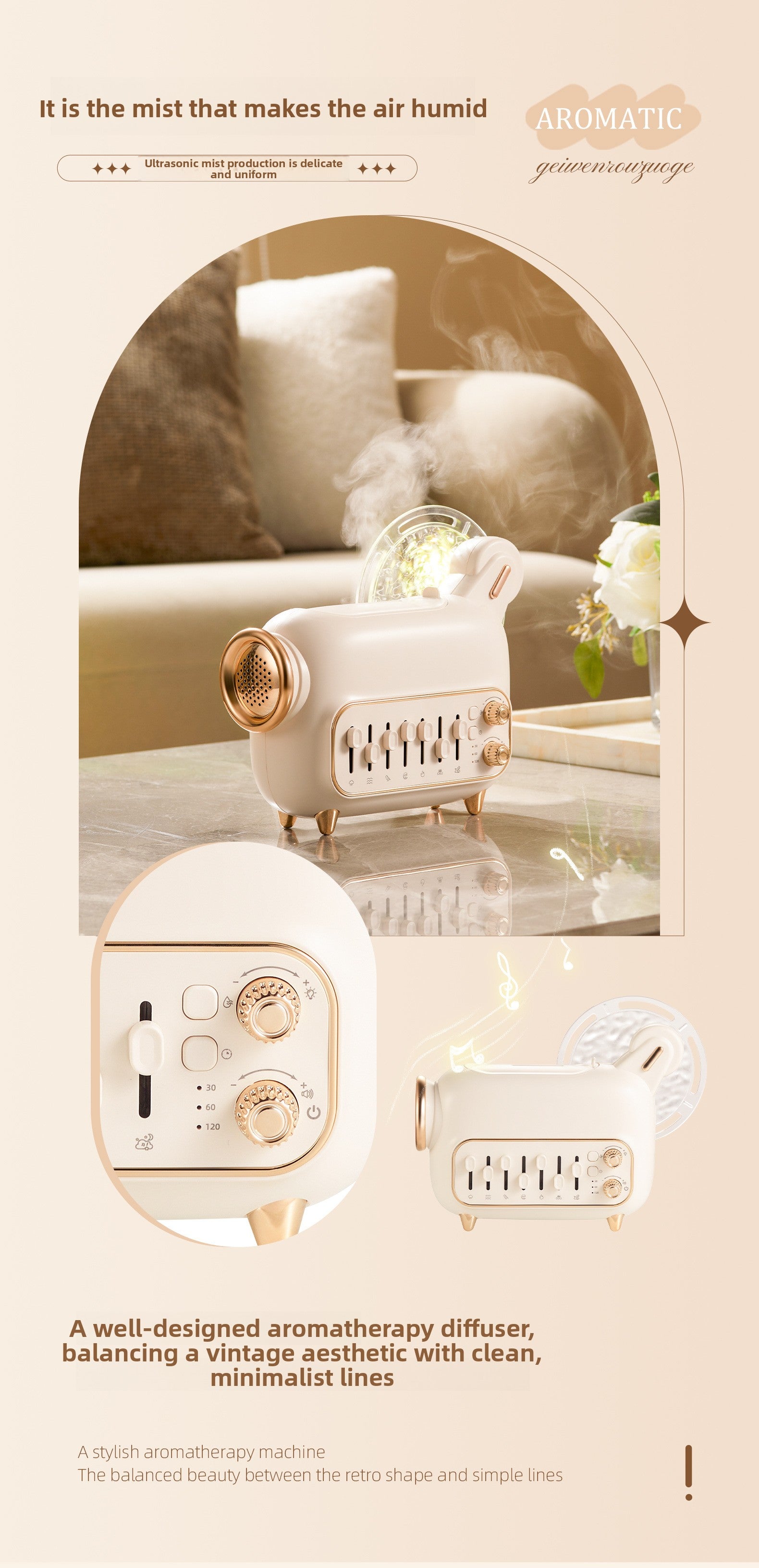 zensoullab New Product DIY White Noise Aromatherapy Machine Colorful Aurora Night Light Ultrasonic Essential Oil Bluetooth Speaker Humidifier
