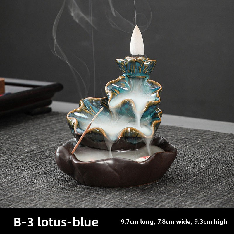 zensoullab Backflow Incense Burner Creative Home Decor Ceramic Burner Craft Pisces Backflow Kiln Change Ornamental