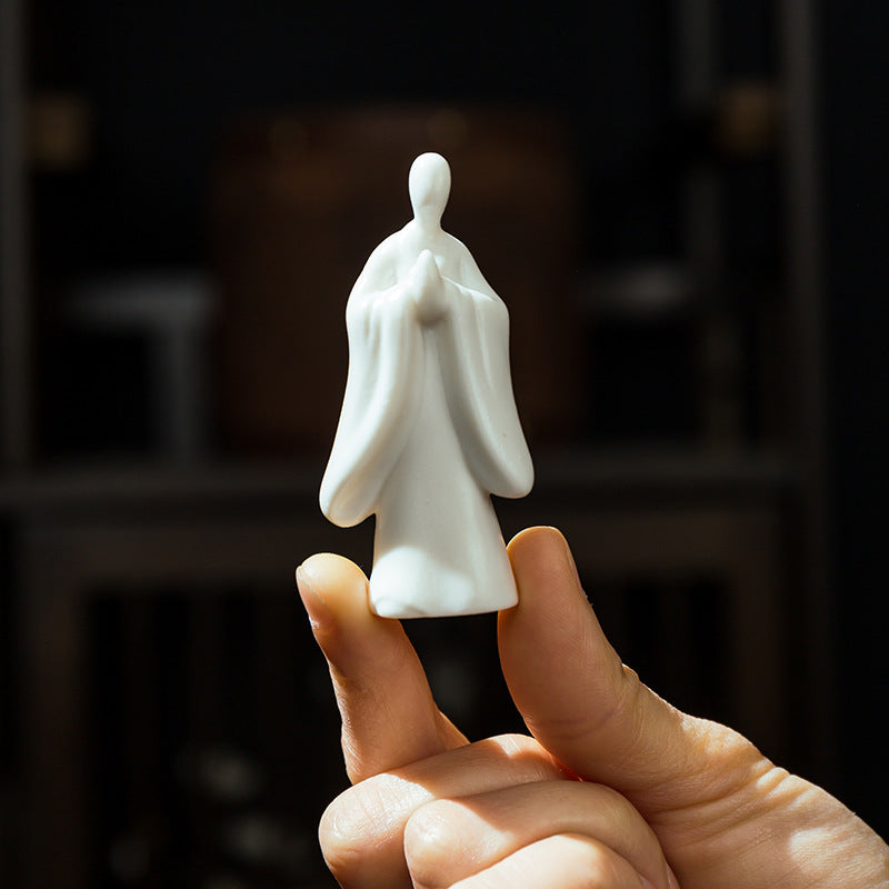 zensoullab Mini Fingertip Monk Ceramic Small Buddha Ornament White Porcelain Formless Buddha Micro Landscape Fish Tank Decoration Desktop Decoration