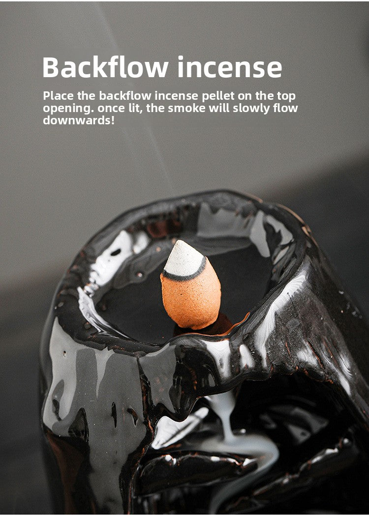 zensoullab Backflow Incense Burner Left and Right Fengyuan Kiln Change Antique Sandalwood Incense Burner Large Home Indoor Creative Ornament