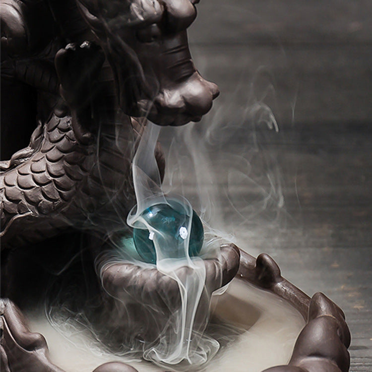zensoullab Large Purple Clay Dragon Backflow Incense Burner Tea Ceremony Ornament Creative Incense Burner Dragon Home Decor Incense Original