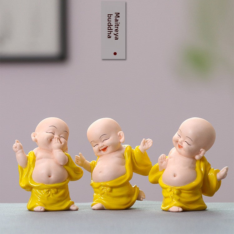 zensoullab Premium Lucky Ceramic Maitreya Buddha Big Belly White Porcelain Laughing Buddha Living Room Creative Chinese Handmade Home Decor Small Ornament