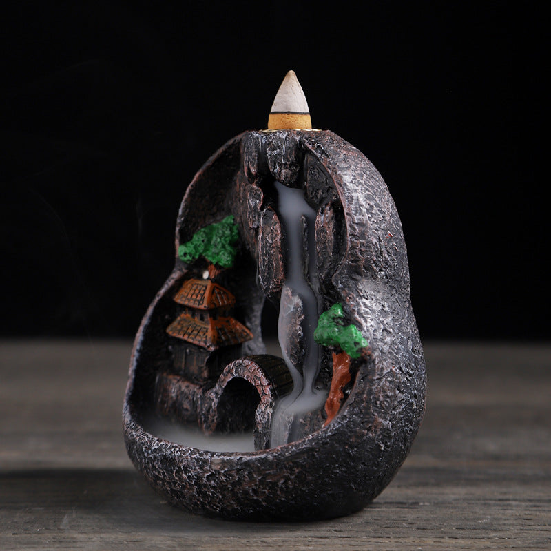 zensoullab Backflow Incense Burner Resin Home Indoor Tea Ceremony Incense Retro Creative Backflow Ornament