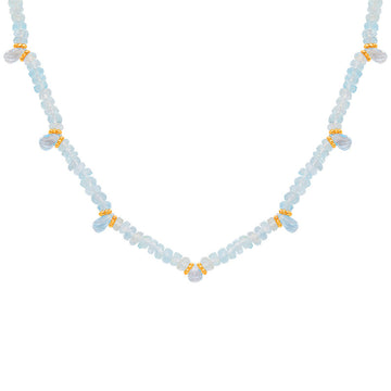 zensoullab Natural Gemstone Beaded Aquamarine Necklace for Women S925 Sterling Silver Colorful Gemstone Jewelry Collarbone Chain Live Streaming Hot Item