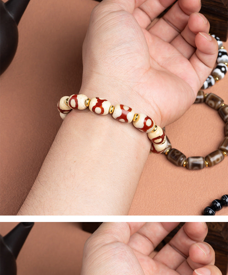 zensoullab Natural Tiger Tooth Dzi Bead Agate Bracelet Fashion Versatile High-Quality Unisex Couple Style Single Circle Bracelet In Stock