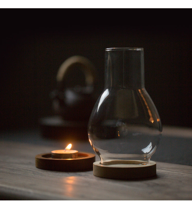 zensoullab Zen Candle Holder Windproof Glass Lampshade Chinese Retro Style Home Aromatherapy Wax Light Tea Room Decorative Ornament