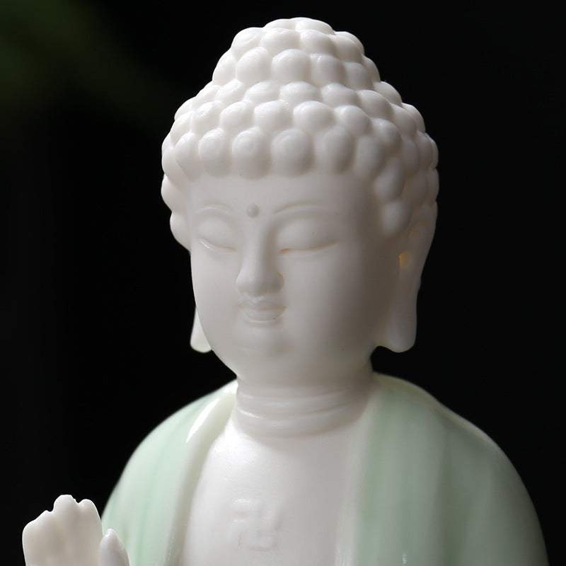 zensoullab Premium White Porcelain Handmade Buddha Statue Tathagata Buddha Ornament Ceramic Guanyin Bodhisattva Living Room Buddha Hall Car Mount Decoration