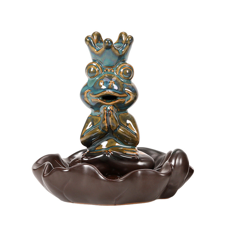 zensoullab Frog Prince Backflow Incense Burner Ceramic Creative Ornament Home Decoration Incense Holder Incense Stand Incense Device