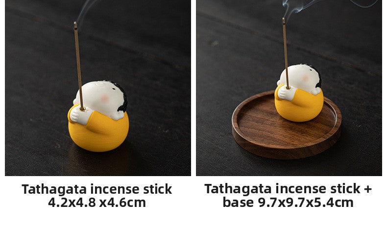 zensoullab Ceramic Cute Little Tathagata Incense Burner for Home Indoor Aromatherapy Small Ornament High-end Incense Holder Tea Table Incense Ceremony