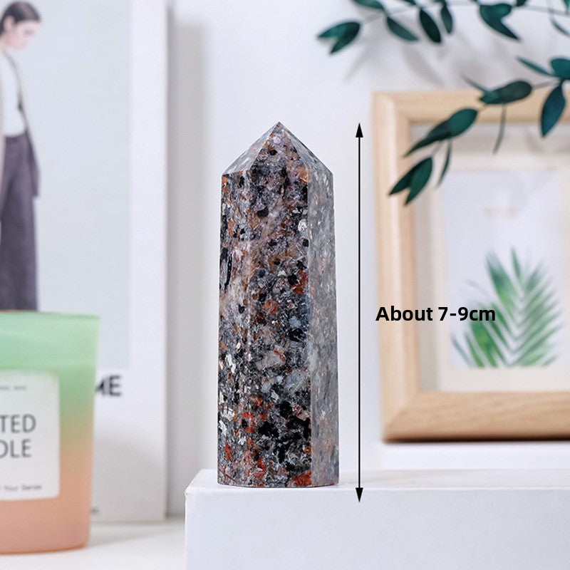zensoullab Natural Crystal Flame Stone Hexagonal Column Fire Spirit Stone Raw Stone Polished Single Pointed Column Home Crystal Craft Ornament