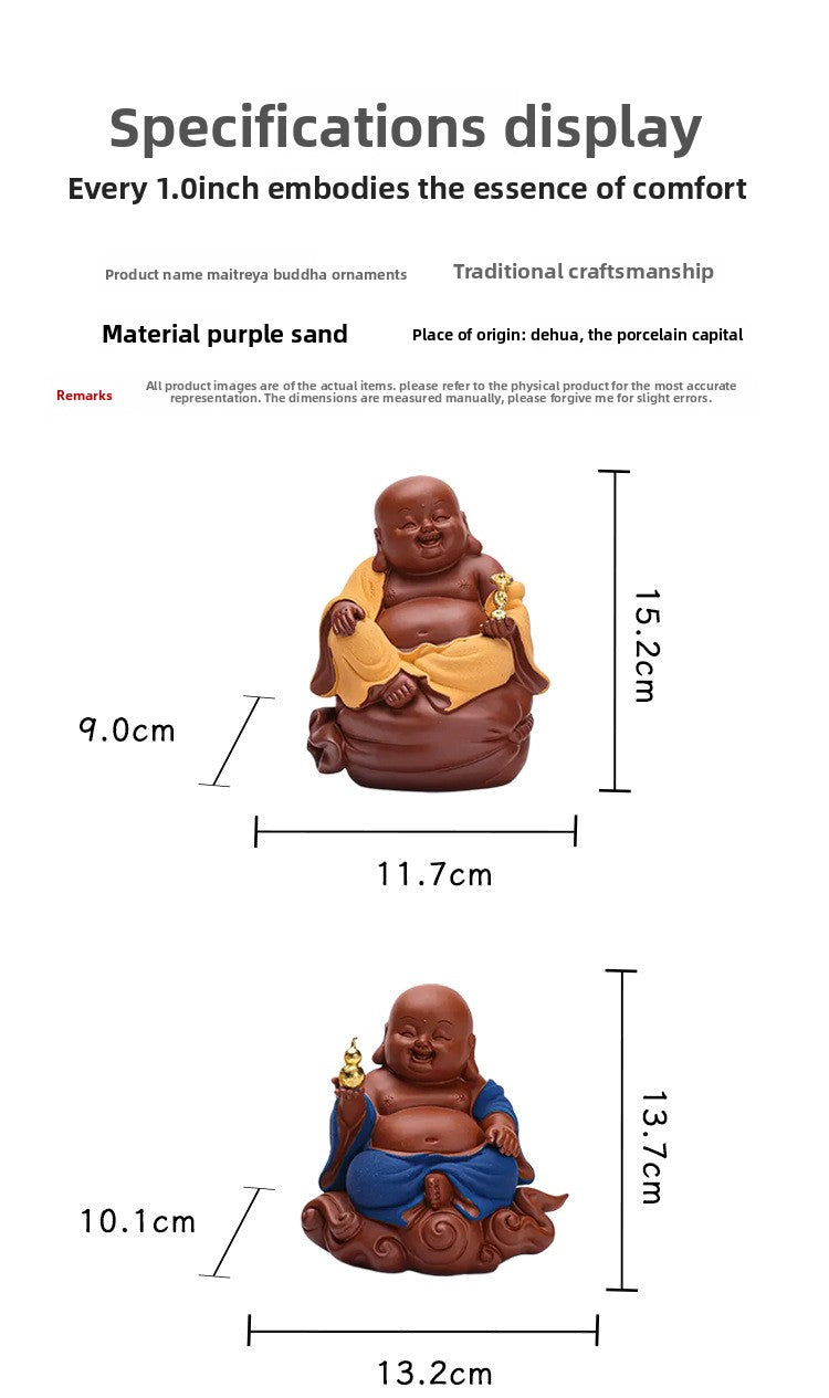 zensoullab Purple Clay Wealth-Attracting Big-Bellied Maitreya Buddha Tea Pet Kung Fu Tea Ornament Premium Cultivable Zen Tea Plaything Tea Table Desktop Decoration