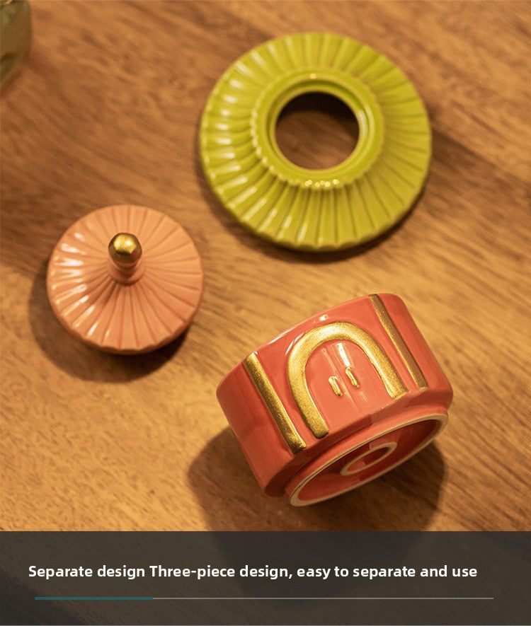 zensoullab Creative New Chinese Style Ceramic Temple of Heaven Small Incense Burner Aromatherapy Burner Ornament for Home Indoor Sandalwood Coil Incense Holder Incense Tray