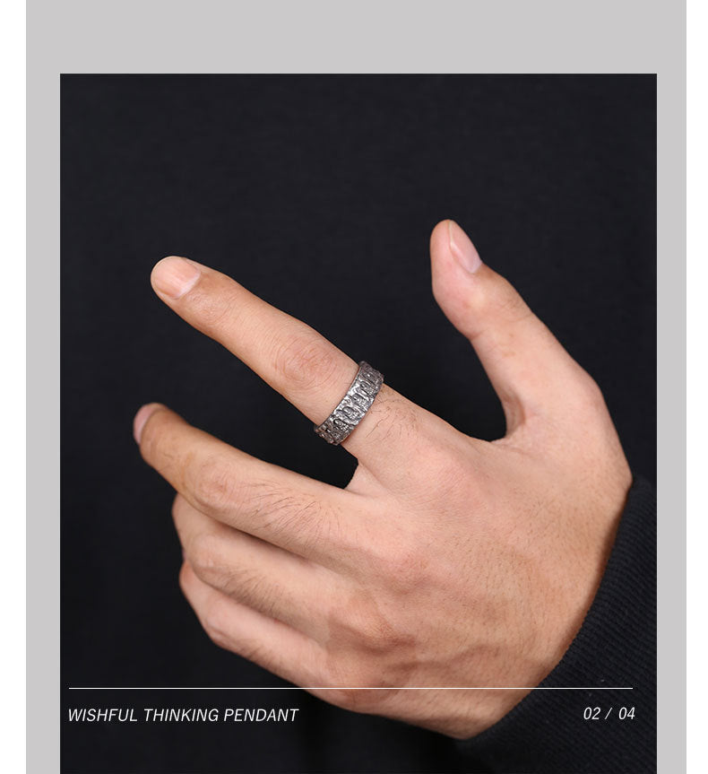 zensoullab Original Design Thai Silver Vintage Buddha Cave Ring for Men and Women Creative Personality National Style Trendy Open Ring