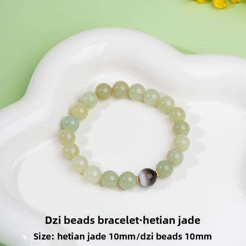 Zensoullab Natural Xinjiang Hetian Jade ICE CLEAR White Bracelet Female National Style Niche Bracelet