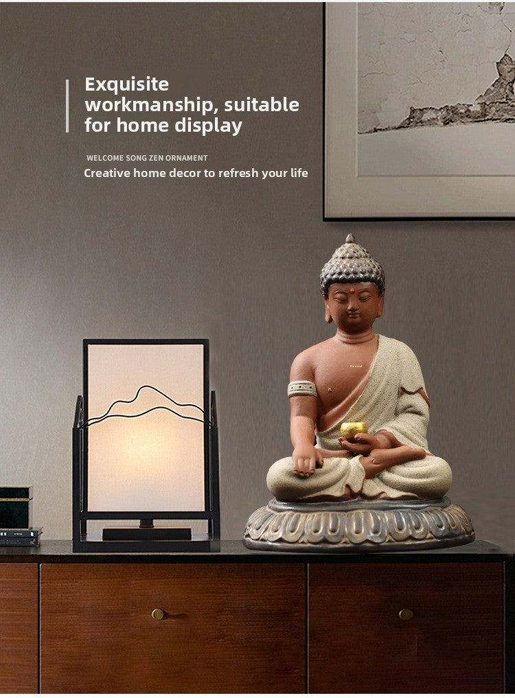 Zensoullab Zen Ceramic Sakyamuni Buddha Ornaments Vairocana Buddha Home Living Room Entrance Decorations Worship Furnishings