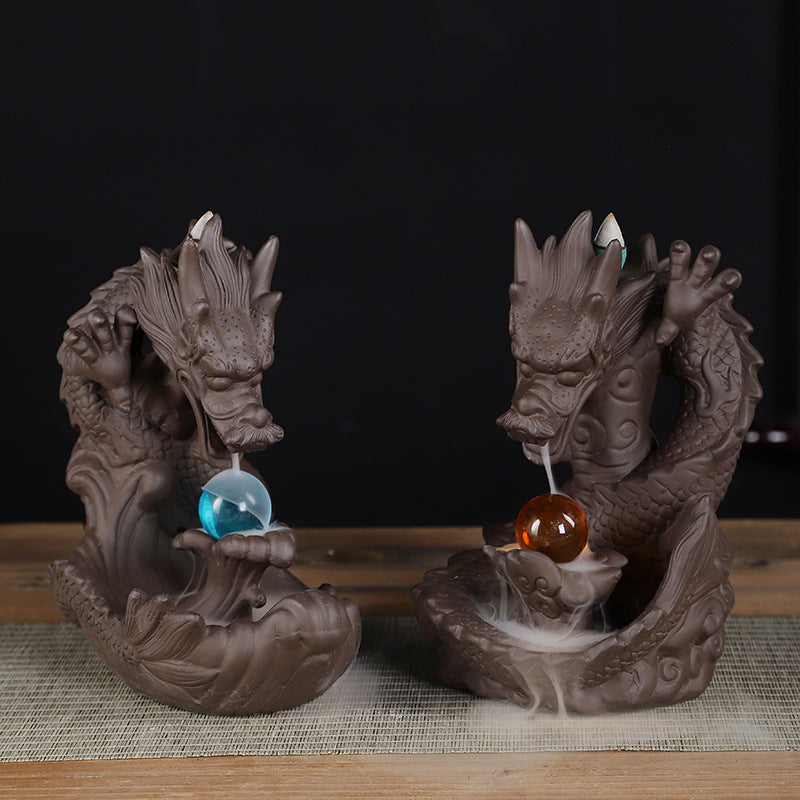 zensoullab Backflow Incense Burner Ceramic Zisha Xianglong Prosperous Home Tea Ceremony Office Creative Craft Ornament