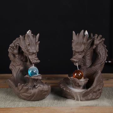 zensoullab Backflow Incense Burner Ceramic Zisha Xianglong Prosperous Home Tea Ceremony Office Creative Craft Ornament