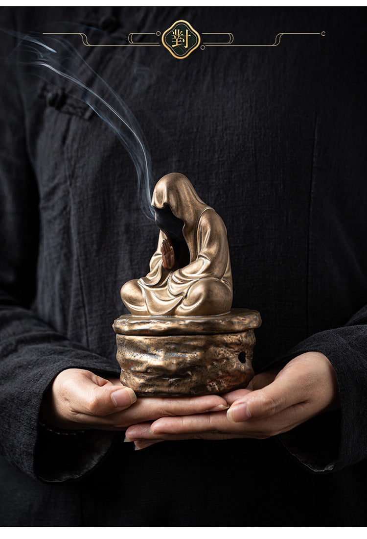 zensoullab Zen Style Incense Burner for Home Indoor Tea Ceremony Study Room Aromatherapy Ornament Sandalwood Agarwood Incense Burner Ceramic Craft